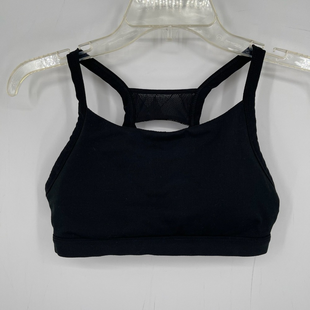 Fabletics Women's Black Mesh Strappy Back Viola High Support Sports Bra Size M